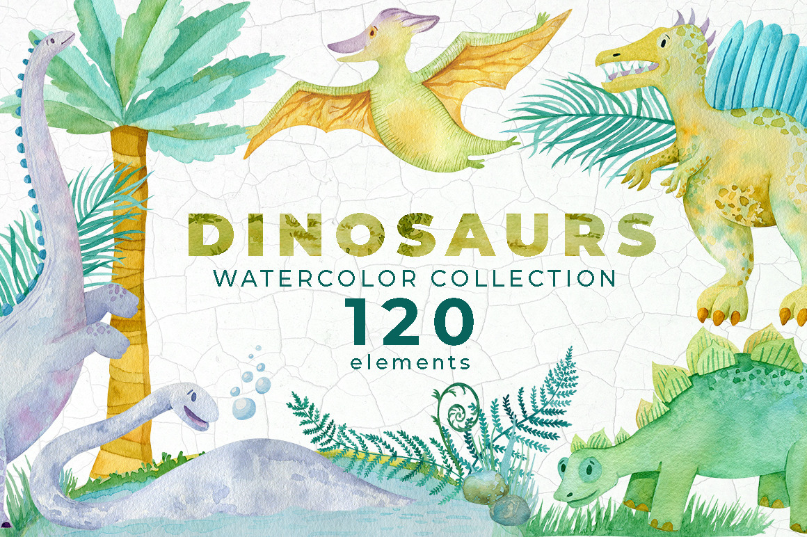 Dinosaur Watercolor Collection Dinosaur Watercolor Collection