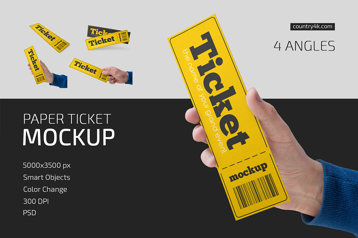 Paper Ticket Mockup Set Paper Ticket Mockup Set