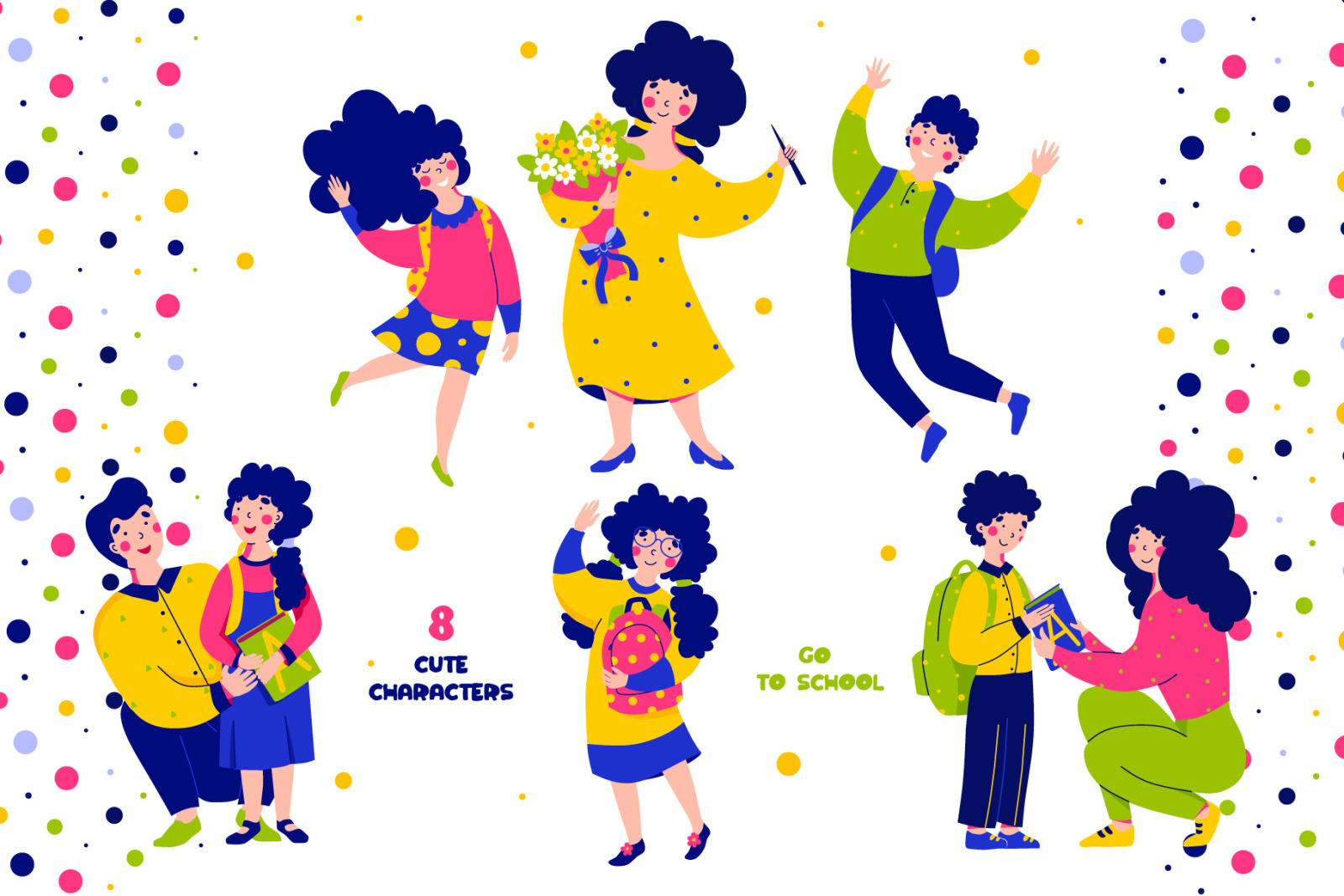 Back to school - cute characters Back to school - cute characters