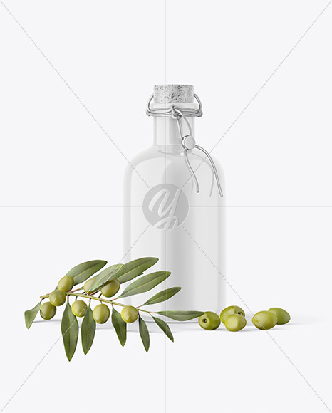 Glossy Ceramic Olive Oil Bottle Mockup