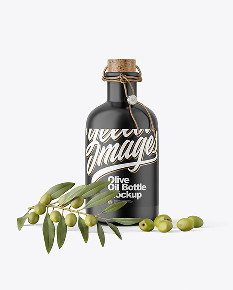 Matte Ceramic Olive Oil Bottle Mockup