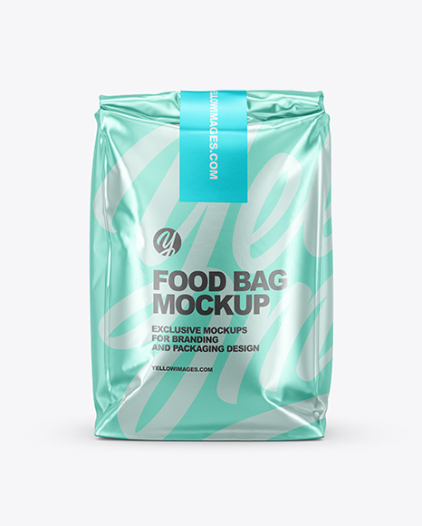 Metallic Food Bag Mockup - Front View