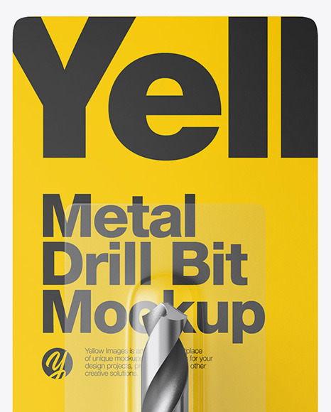 Metal Drill Bit with Blister Pack Mockup - Front View