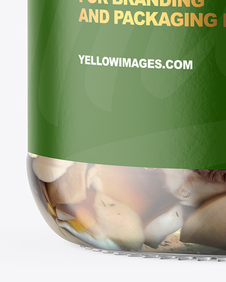 Clear Glass Jar with Marinated Mixed Mushrooms Mockup