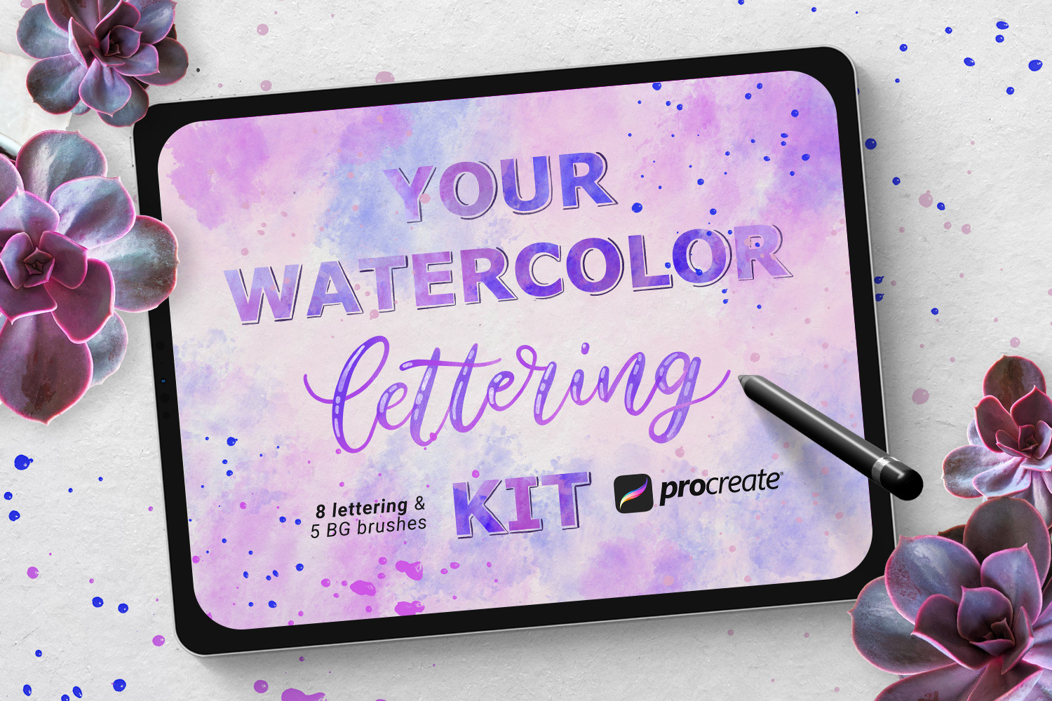 Watercolor Lettering kit for Procreate