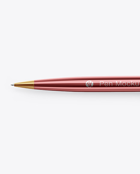 Glossy Metallic Pen Mockup