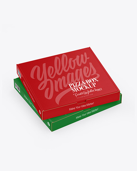 Two Cardboard Pizza Box Mockup