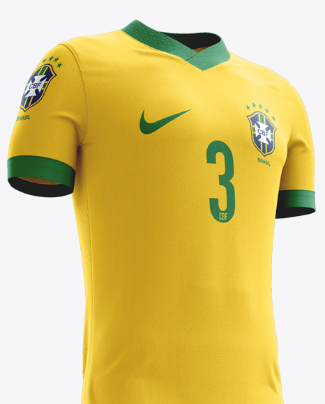 Football Kit with V-Neck T-Shirt Mockup / Half-Turned View