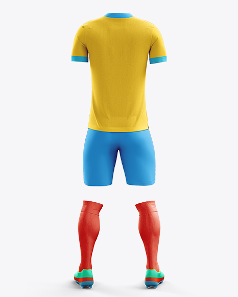 Football Kit with V-Neck T-Shirt Mockup / Back View