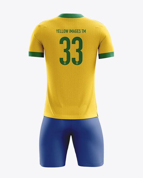 Football Kit with V-Neck T-Shirt Mockup / Back View