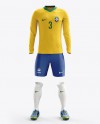 Football Kit with V-Neck Long Sleeve Mockup / Front View