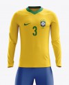 Football Kit with V-Neck Long Sleeve Mockup / Front View