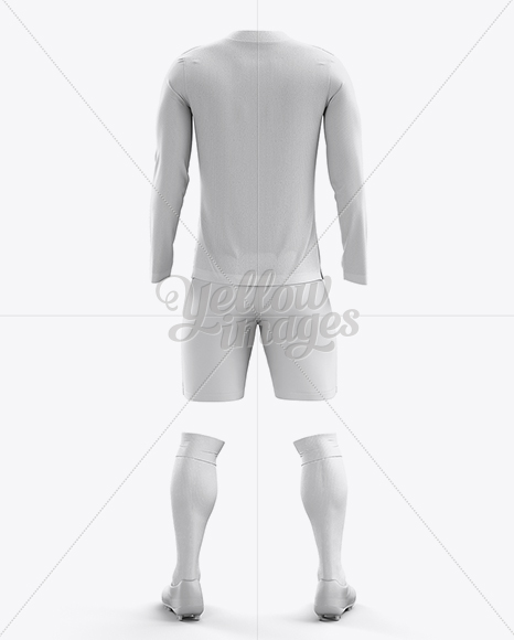 Football Kit with V-Neck Long Sleeve Mockup / Back View