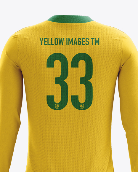 Football Kit with V-Neck Long Sleeve Mockup / Back View