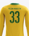 Football Kit with V-Neck Long Sleeve Mockup / Back View