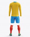 Football Kit with V-Neck Long Sleeve Mockup / Back View