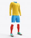 Football Kit with V-Neck Long Sleeve Mockup / Half-Turned View