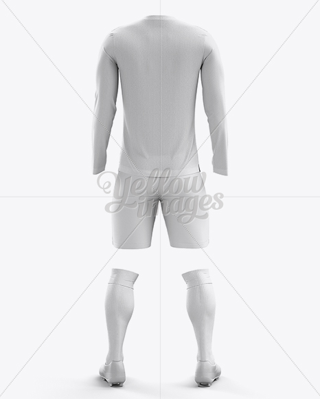 Soccer Kit with Long Sleeve Mockup / Back View