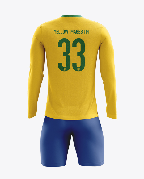 Soccer Kit with Long Sleeve Mockup / Back View