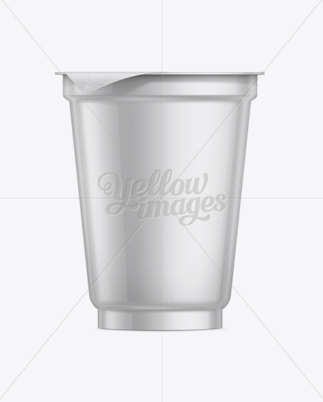 Plastic Container for Dairy Products with Foil Lid Mockup