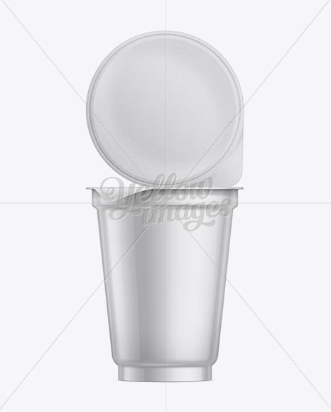 Plastic Container for Dairy Products with Foil Lid Mockup