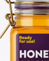 100ml Glass Pure Honey Jar w/ Clamp Lid Mockup