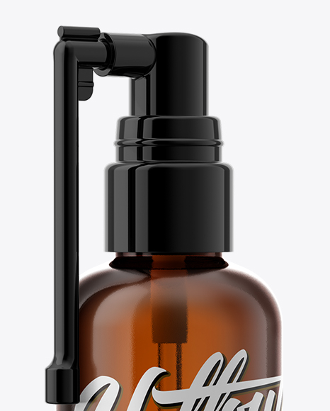 Amber Spray Bottle Mockup - Halfside View Amber Spray Bottle Mockup - Halfside View