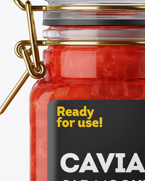 100ml Glass Red Caviar Jar w/ Clamp Lid Mockup