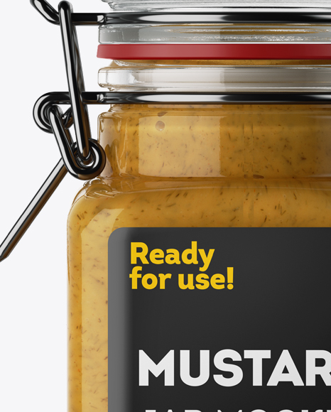 100ml Glass Mustard Jar w/ Clamp Lid Mockup