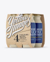 4 Kraft Pack Matte Dairy Bottle Mockup - Halfside View