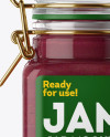 100ml Glass Cranberry Jam Jar w/ Clamp Lid Mockup