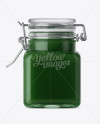 100ml Glass Green Jam Jar w/ Clamp Lid Mockup