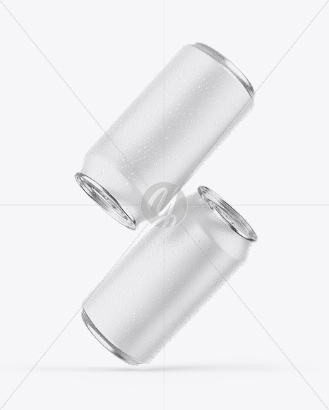Two Metallic Cans W/ Matte Finish Mockup Two Metallic Cans W/ Matte Finish Mockup