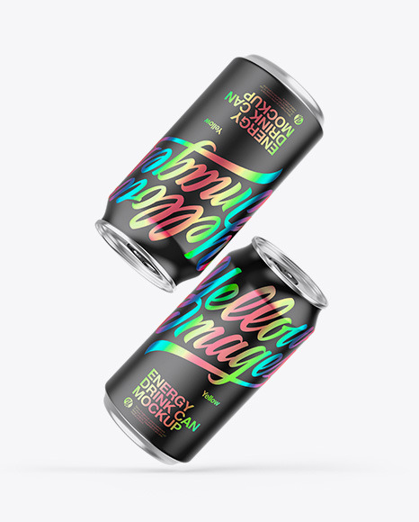 Two Metallic Cans W/ Matte Finish Mockup Two Metallic Cans W/ Matte Finish Mockup