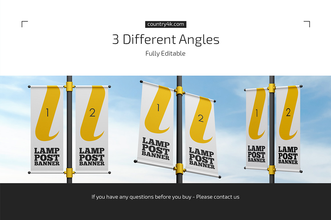 Lamp Post Banner Mockup Set Lamp Post Banner Mockup Set
