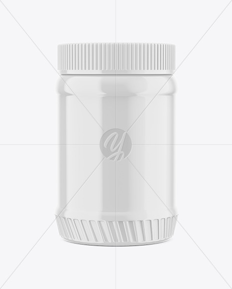 Glossy Plastic Jar Mockup - Front View