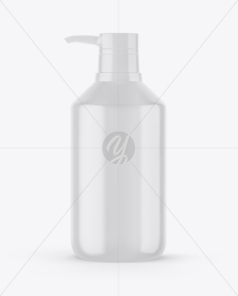 Glossy Cosmetic Bottle with Pump Mockup