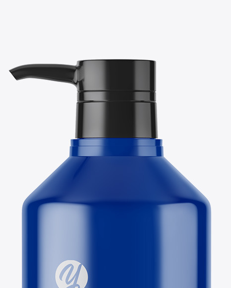 Glossy Cosmetic Bottle with Pump Mockup