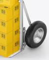 Metallic Hand Truck With Boxes Mockup