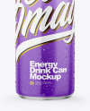 Metallic Drink Can With Glossy Finish &amp; Condensation Mockup