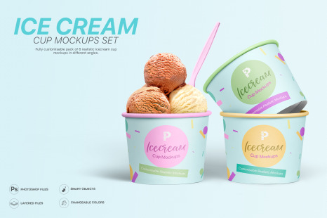 Ice Cream Cup Mockups Set - Package mockup