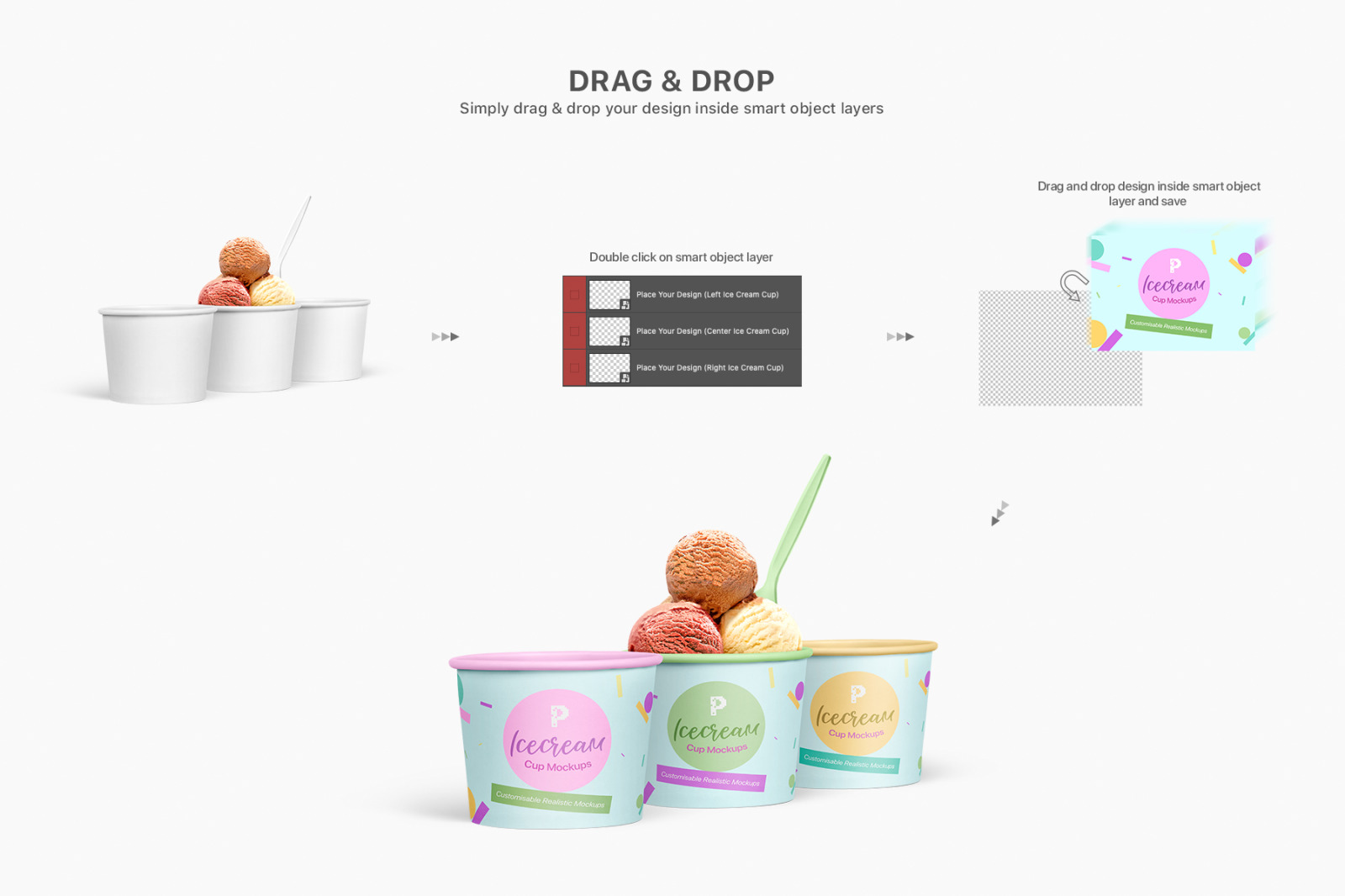 Ice Cream Cup Mockups Set