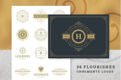 36 Luxury Ornament Logos - Vintage gold