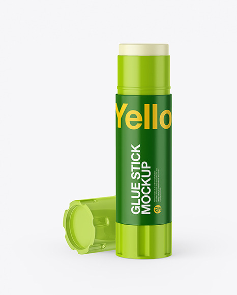 Opened Glossy Glue Stick Mockup