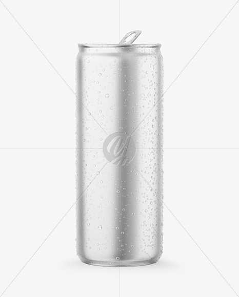 Matte Metallic Drink Can With Condensation Mockup