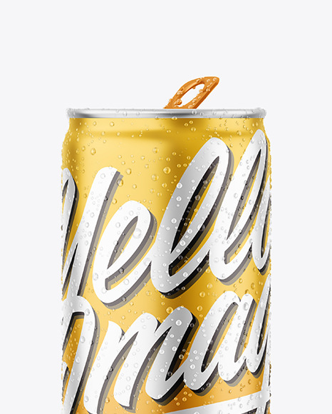 Matte Metallic Drink Can With Condensation Mockup