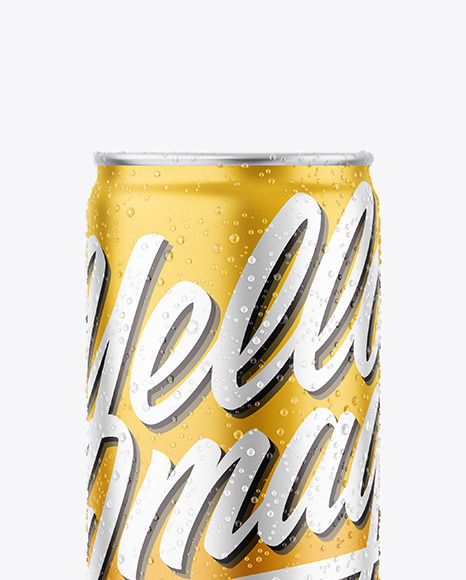 Matte Metallic Drink Can With Condensation Mockup