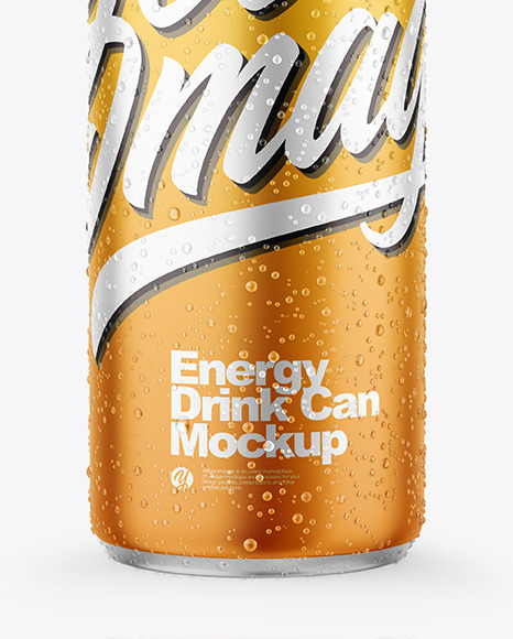 Matte Metallic Drink Can With Condensation Mockup