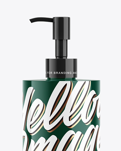 Glossy Cosmetic Bottle with Pump Mockup