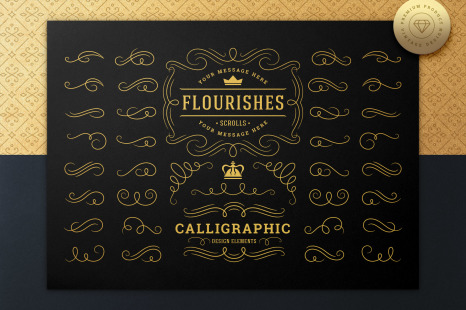 Set of Vintage Flourish Swirls - Collectible cards